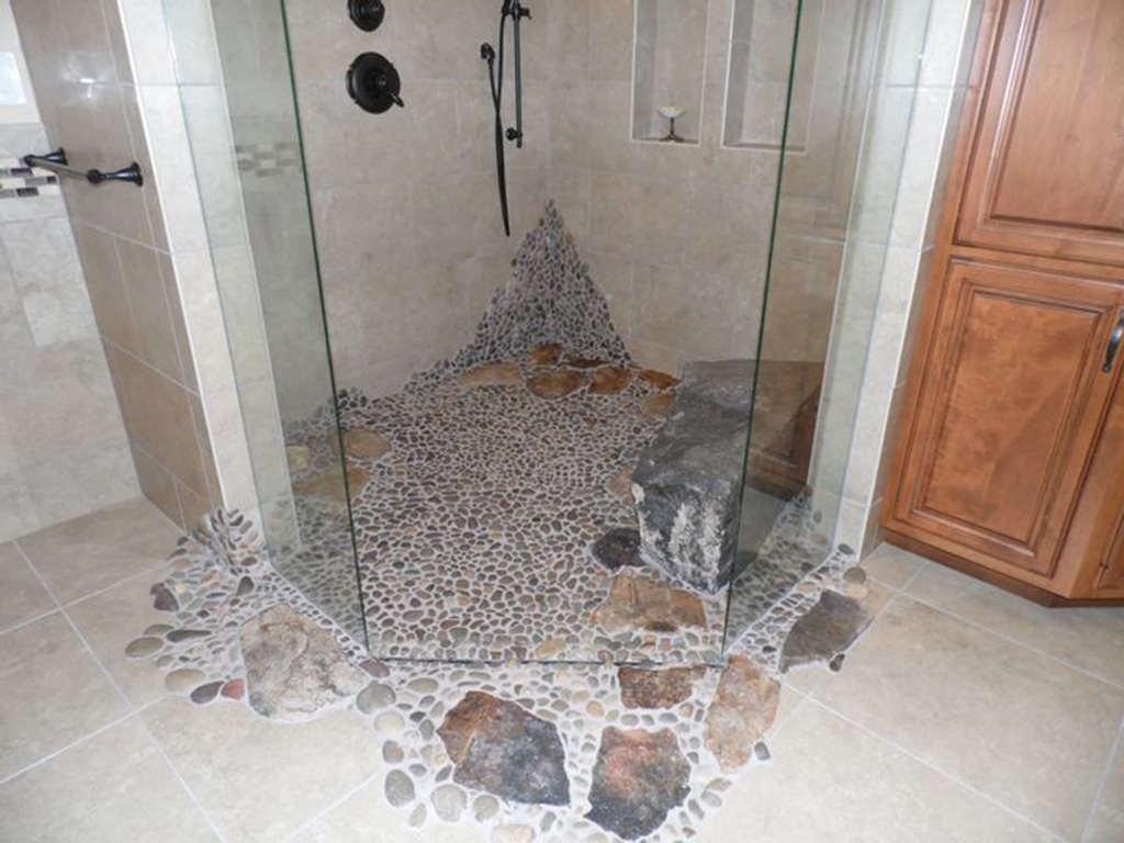 Make a Pebble Bathroom Floor