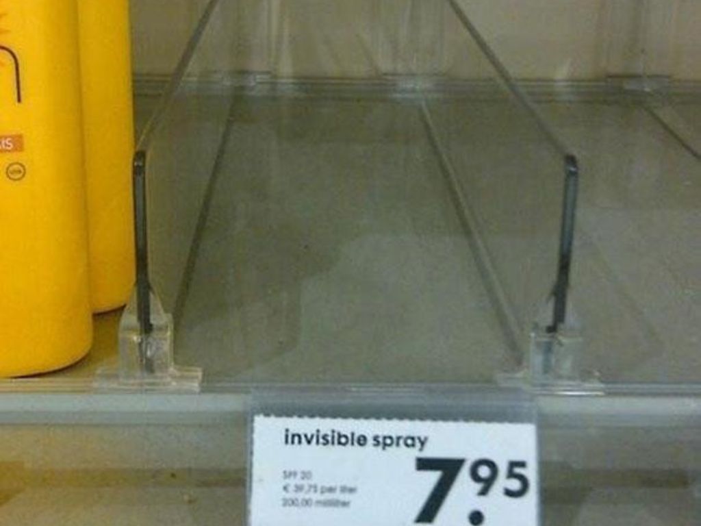 Store display for "invisible spray"