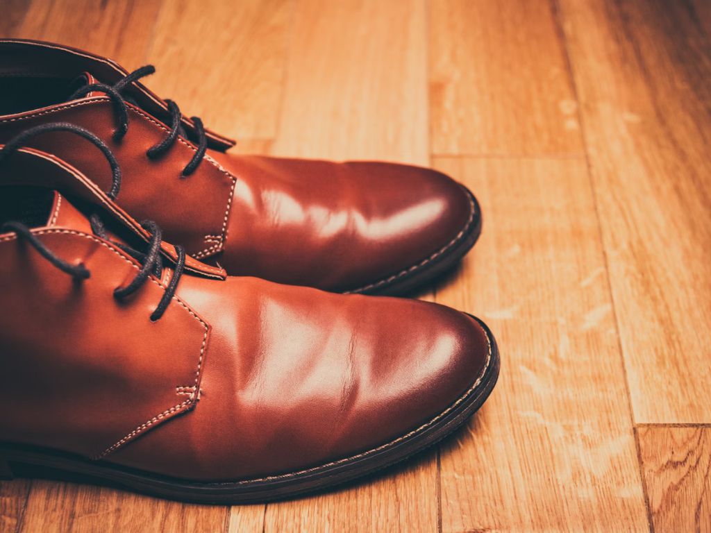 A pair of brown loafers