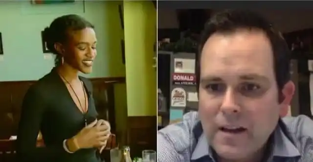 News report featuring a waitress and a Republican man