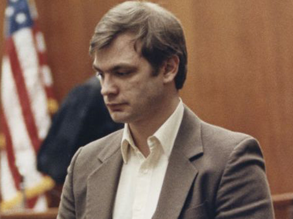 Jeffrey Dahmer appearing in court during his trial in the 90s.