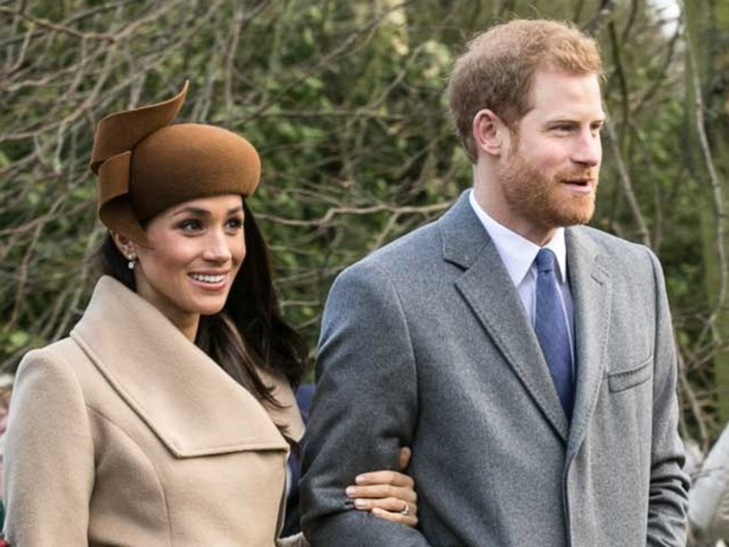 Prince Harry and Meghan Markle with other members of the royal family going to church at Sandringham on Christmas Day 2017.