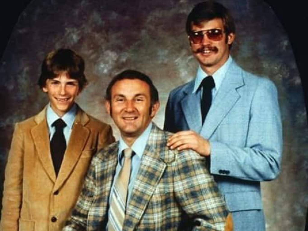 A Dahmer family photo with brothers Jeffrey and David Dahmer and their father Lionel.