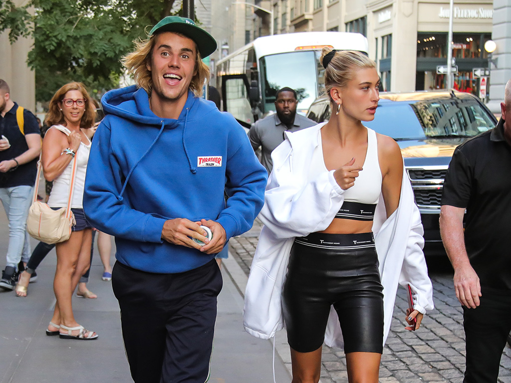 NEW YORK - JULY 12: Justin Bieber and Hailey Baldwin are seen on July 12, 2018 in New York City.