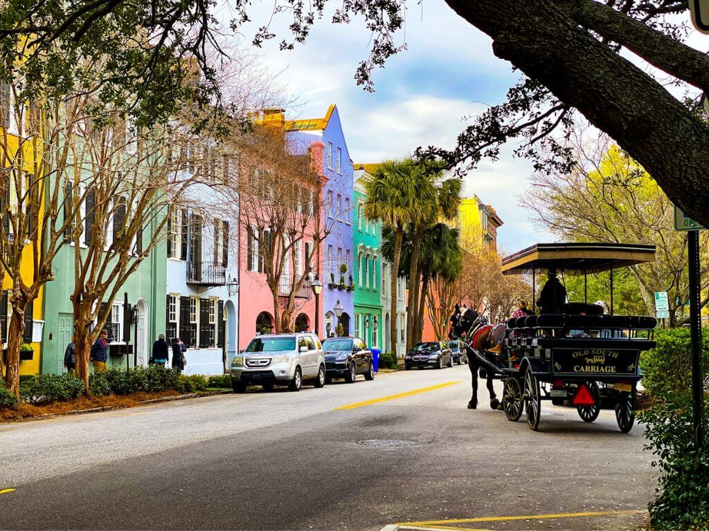 A colorful city street in Charleston, South Carolina