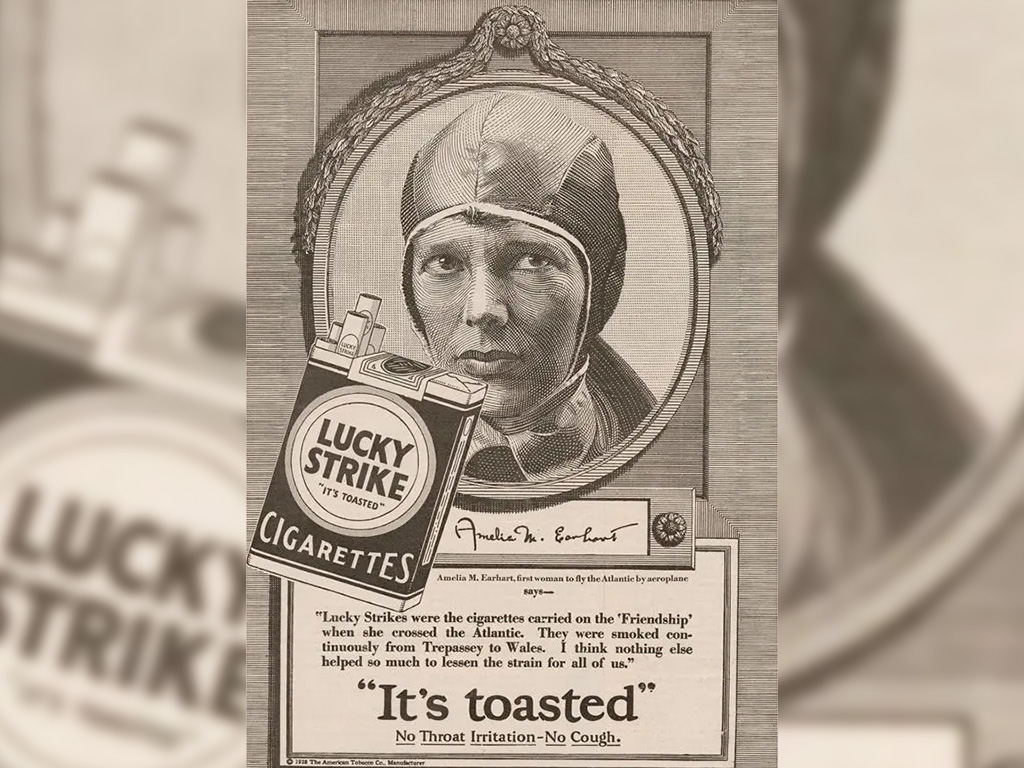 Amelia Earhart in a Lucky Strike advertisement 