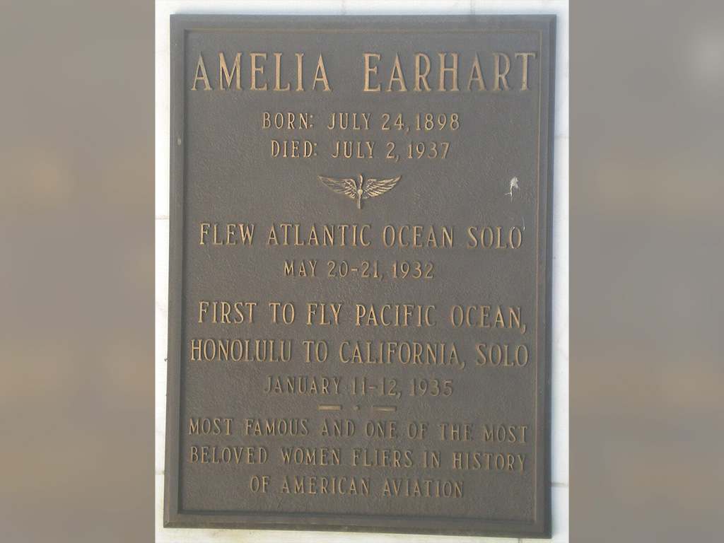 Amelia Earhart Plaque at Valhalla Memorial Park, North Hollywood, CA