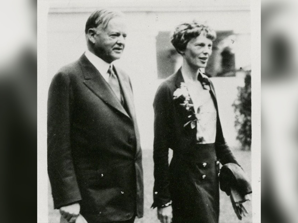 Amelia Earhart with President Hoover