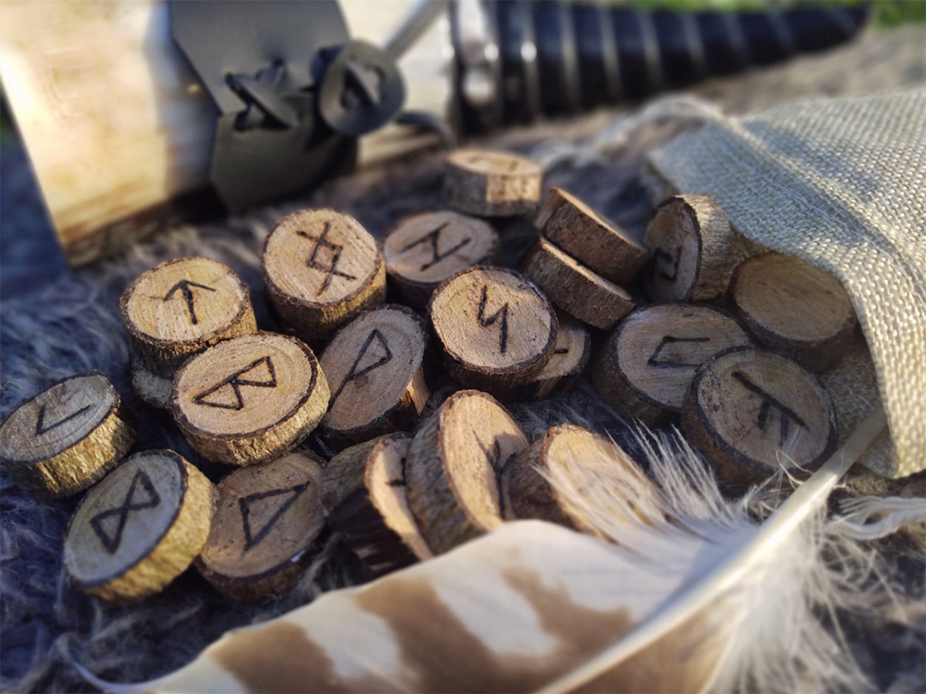 Ancient runes made out of wood