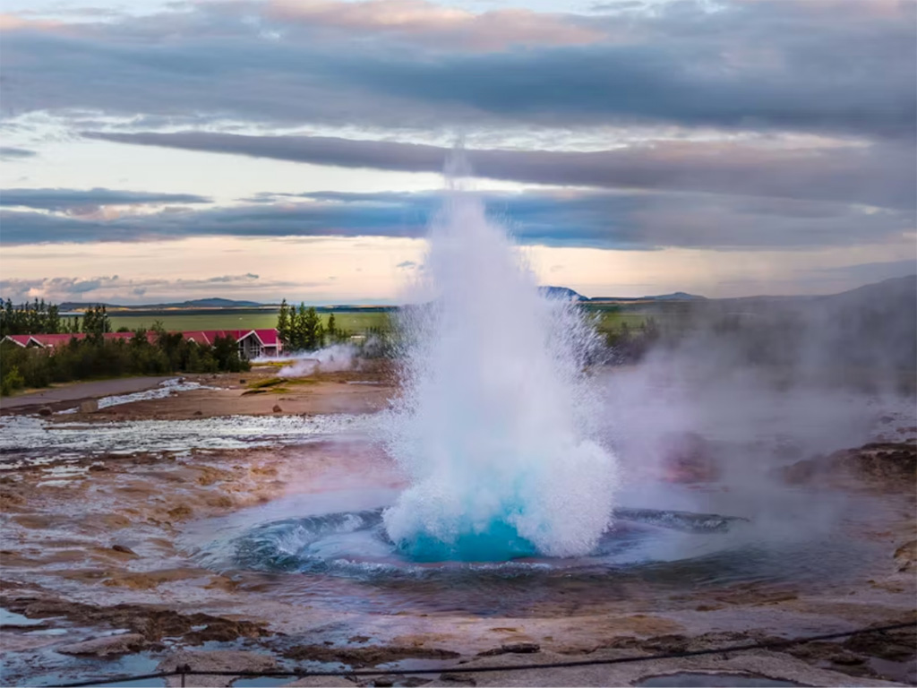 The Great Geysir erupting in Iceland