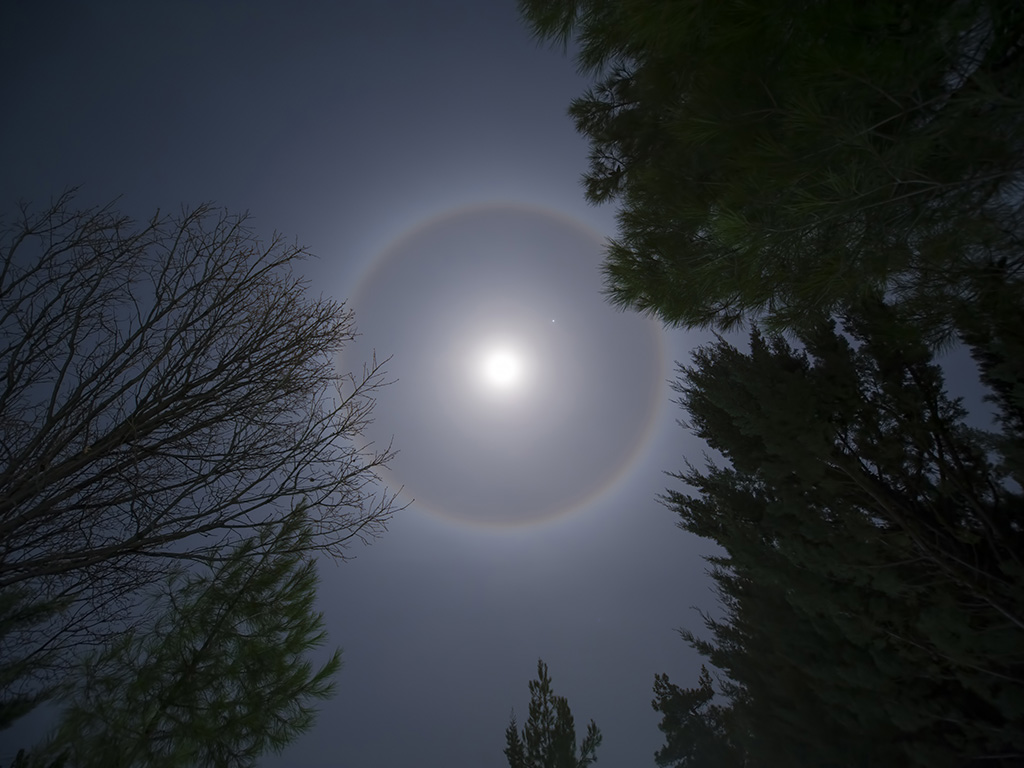 Halo of light around the moon