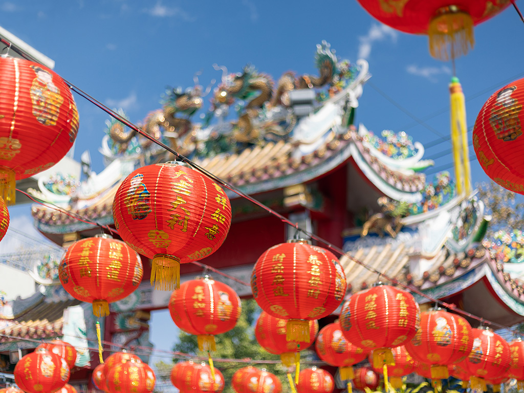 Chinese new year lantern in chinatown area.