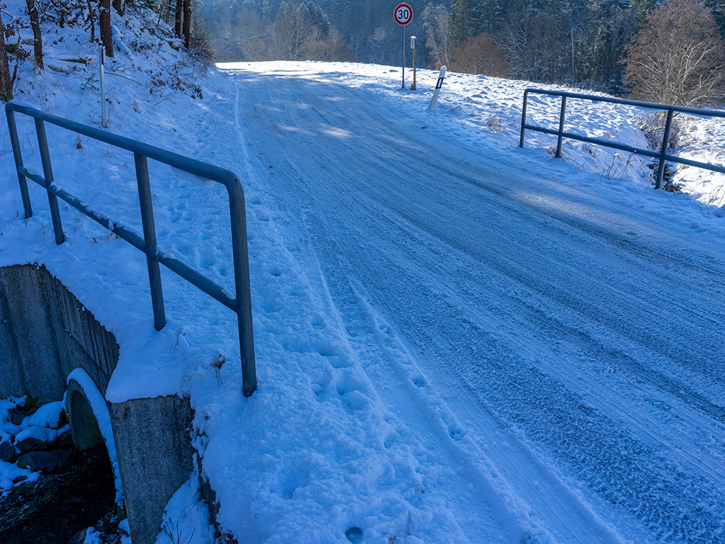 An icy bridge in winter