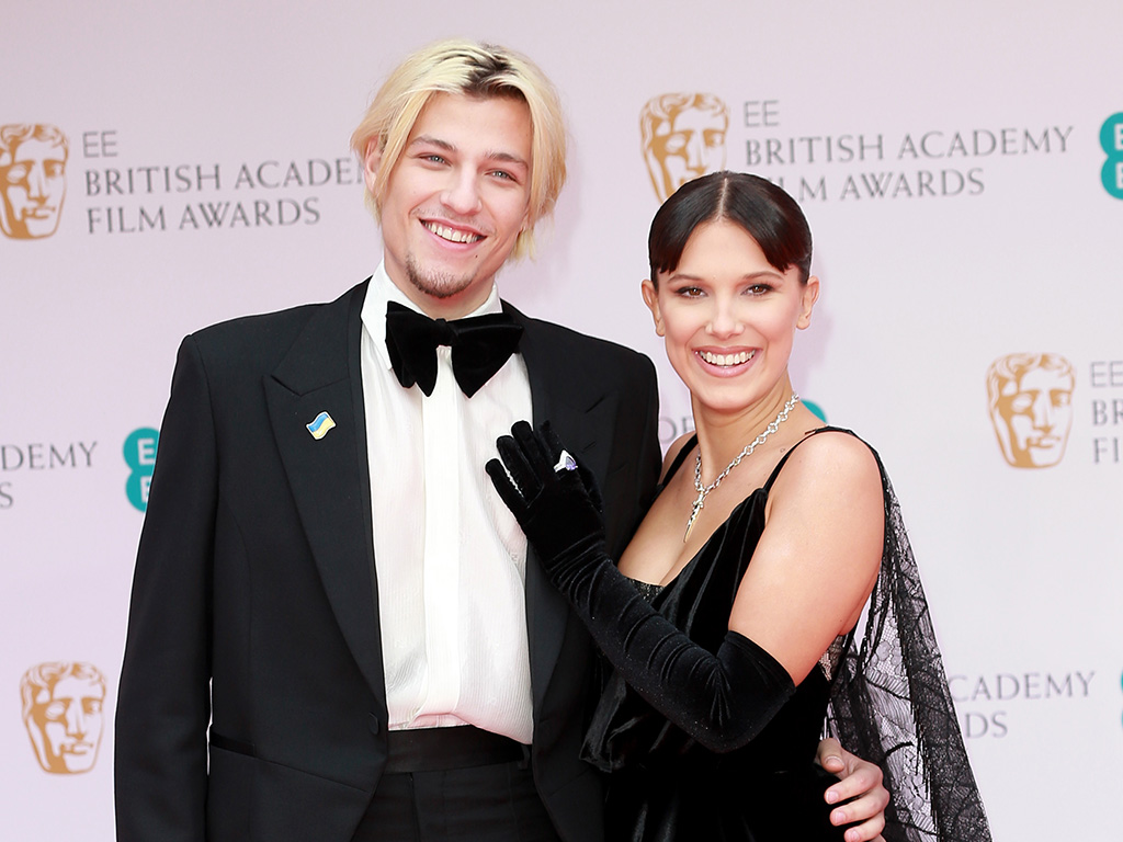 Jake Bongiovi and Millie Bobby Brown on the red carpet at the BAFTA awards