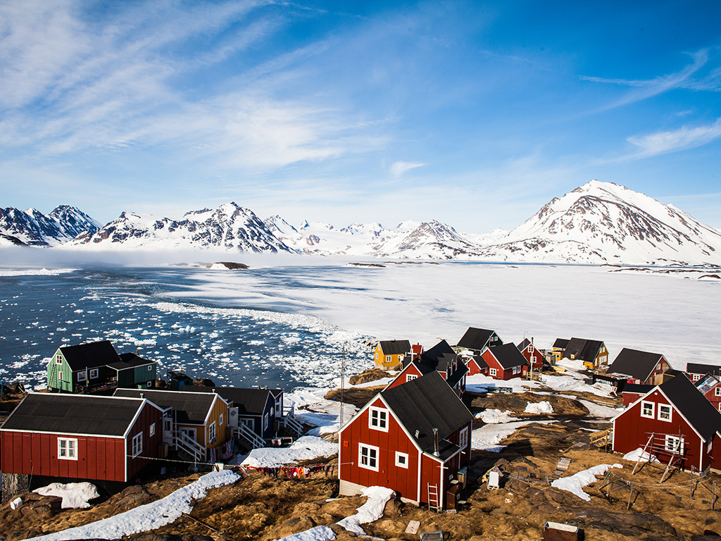 Greenland May 8 2017. Kulusuk village, east Greenland