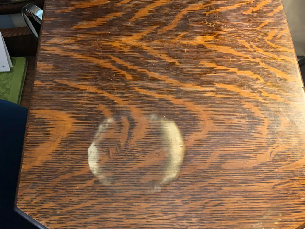 Water stain on wooden table