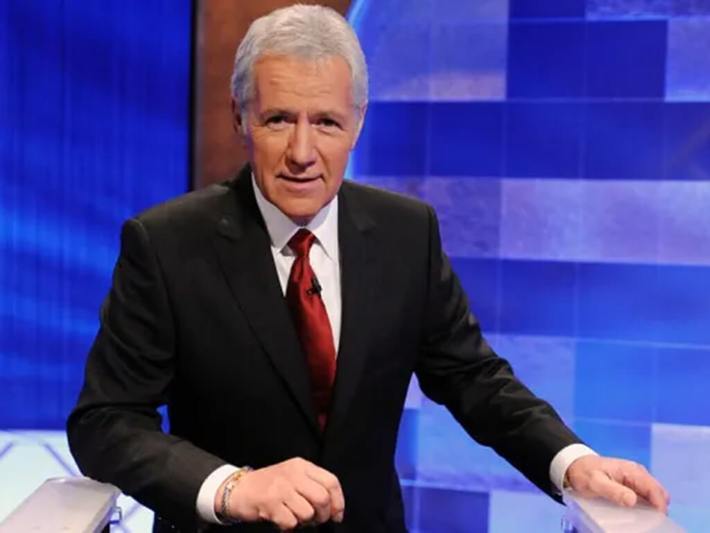 Alex Trebek hosting "Jeopardy!"