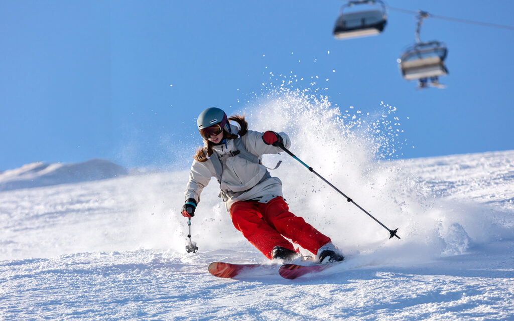 Skiing in snow