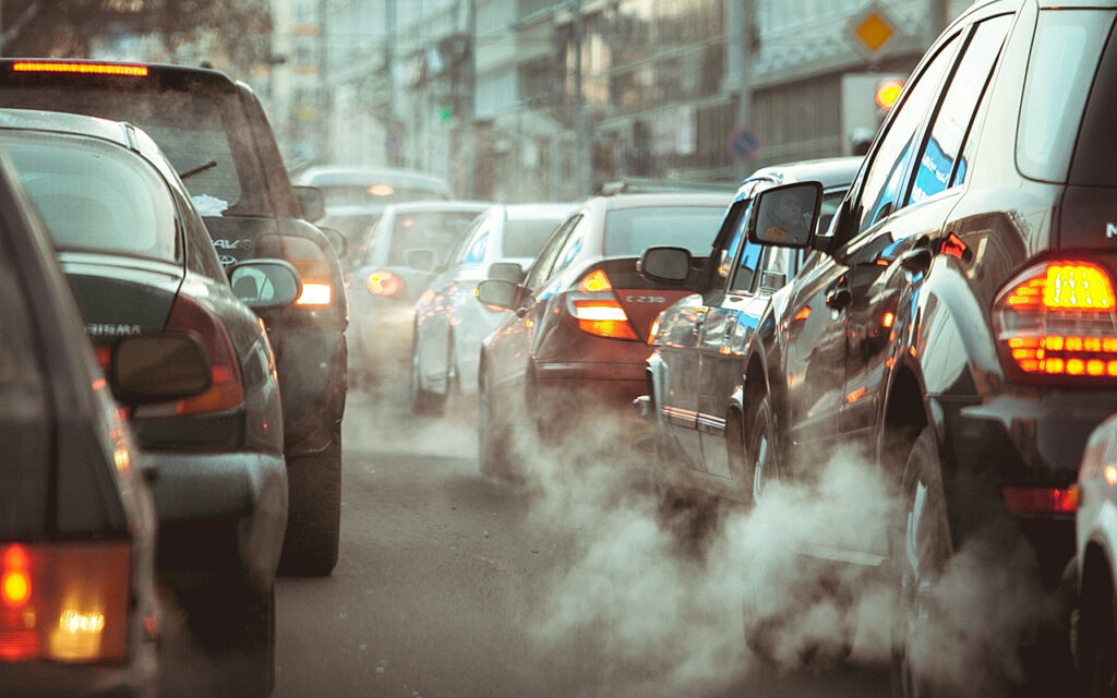 Cars producing air pollution