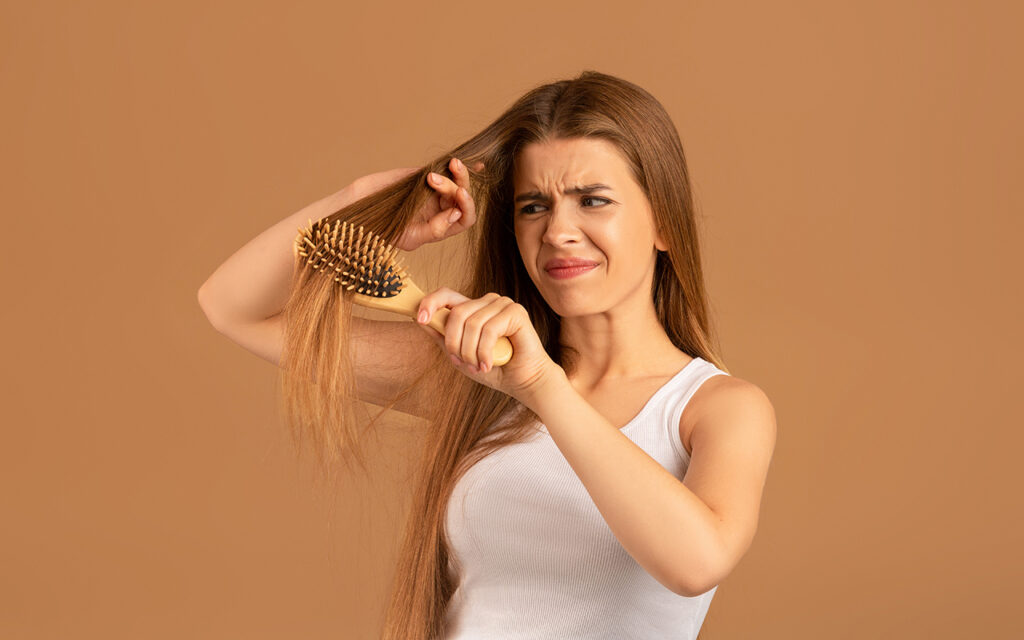 Woman brushing her hair