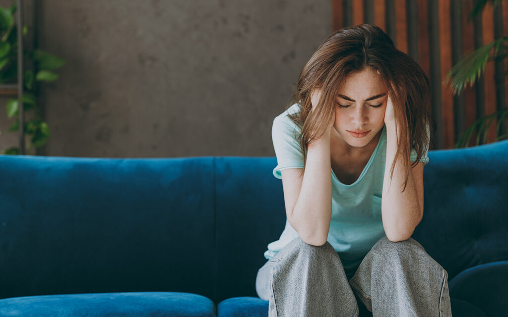 Sick woman on the couch