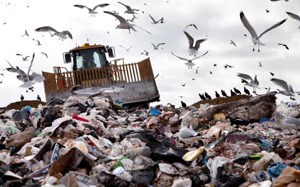 Landfill with birds