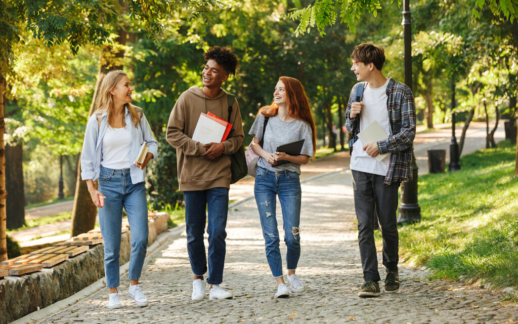 Students on college campus