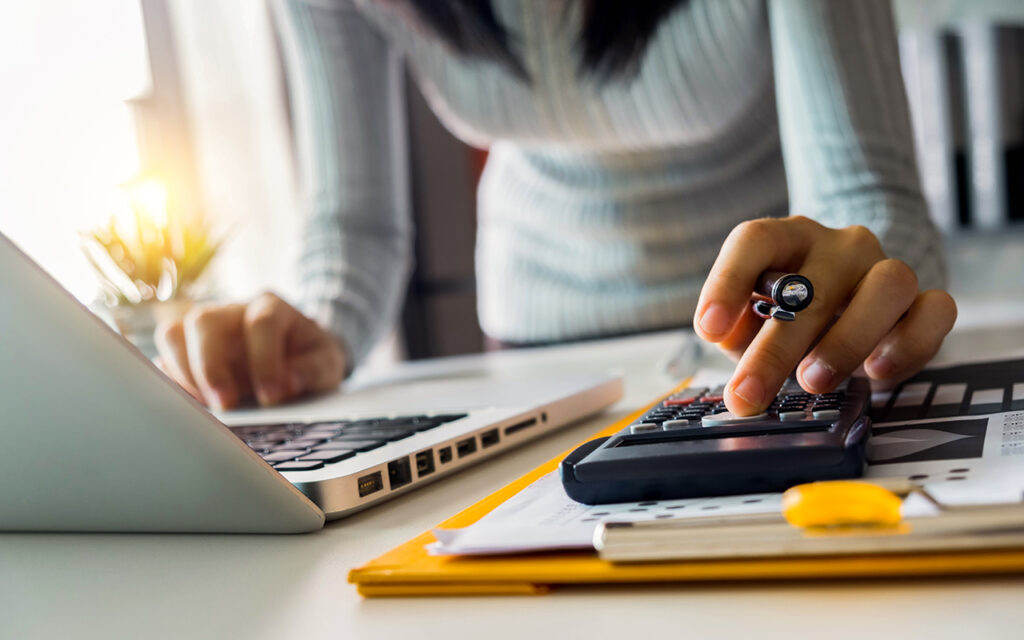 Woman doing her taxes