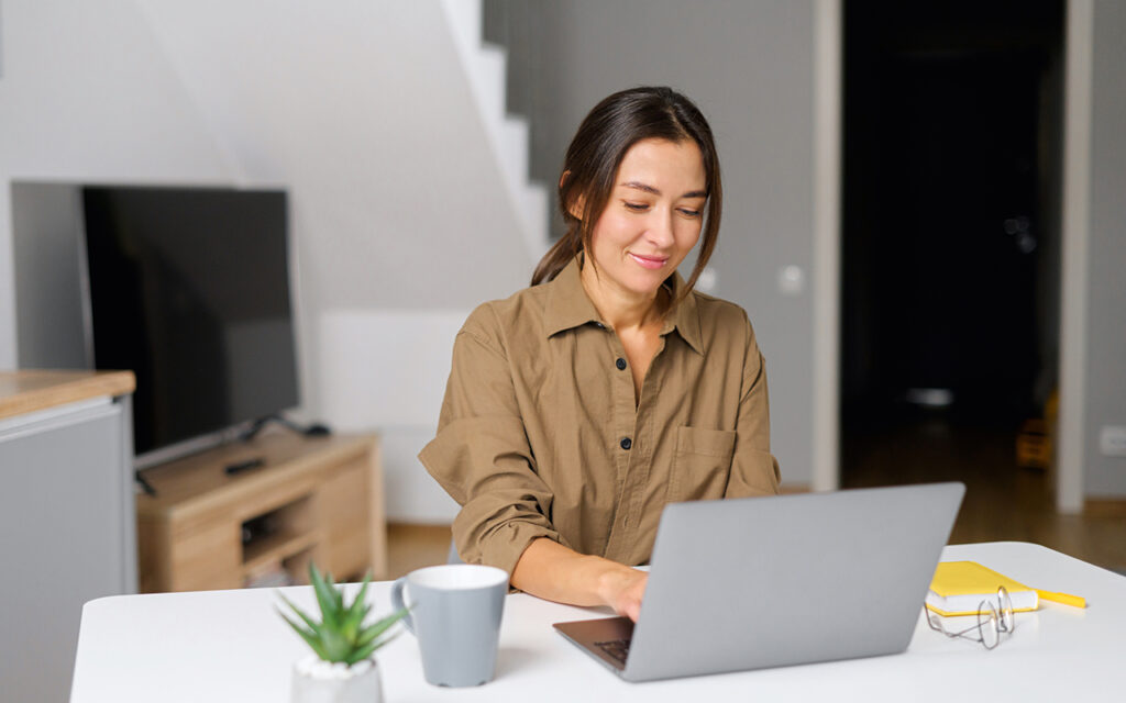 Self-employed woman working from home