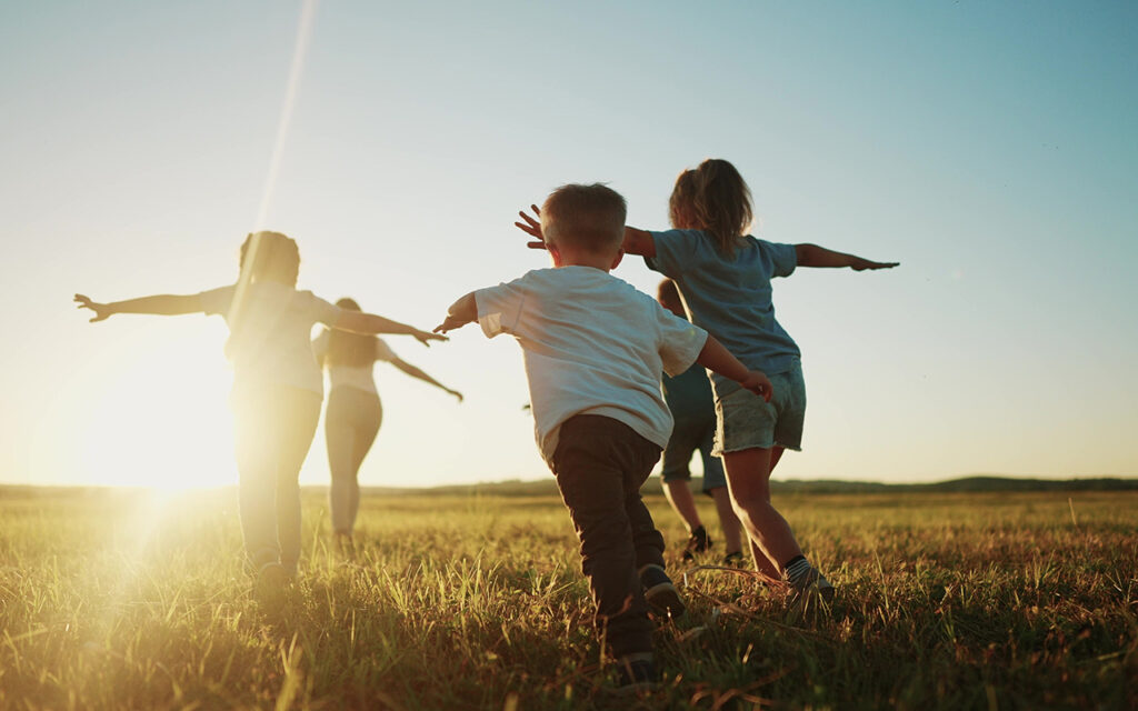 Children running outdoors